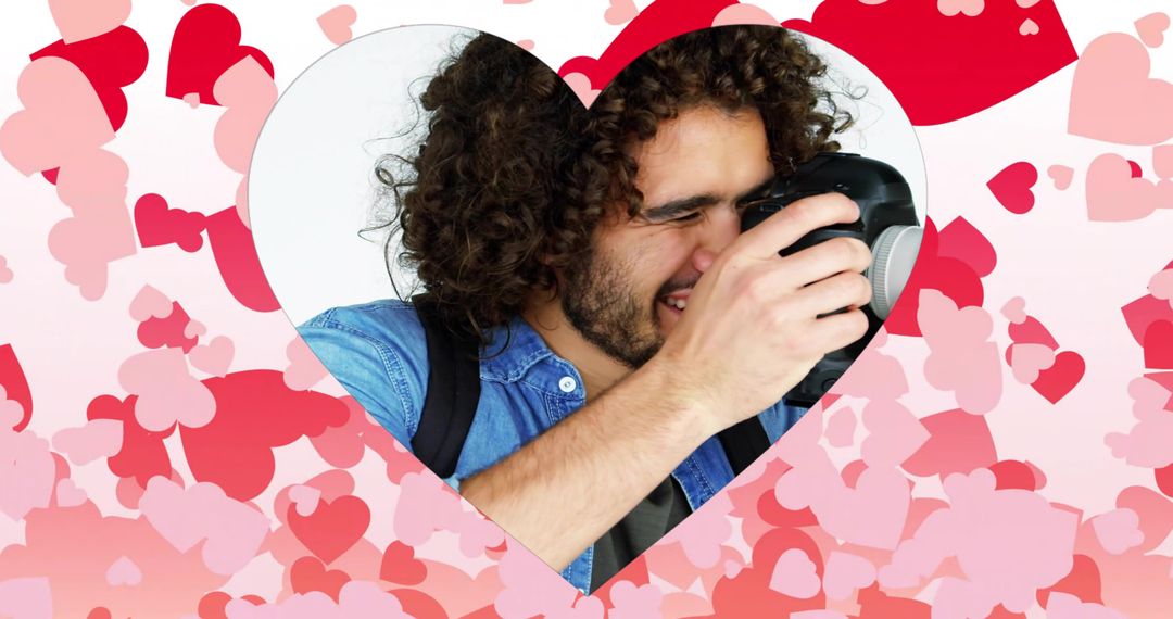 Photographer in Heart Cutout Expressing Creativity and Passion