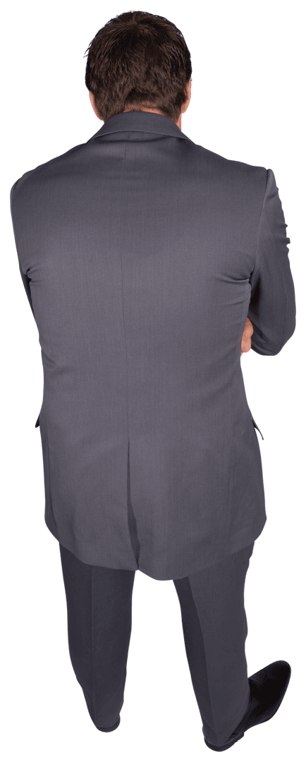 Caucasian Businessman's Back View on Transparent Background