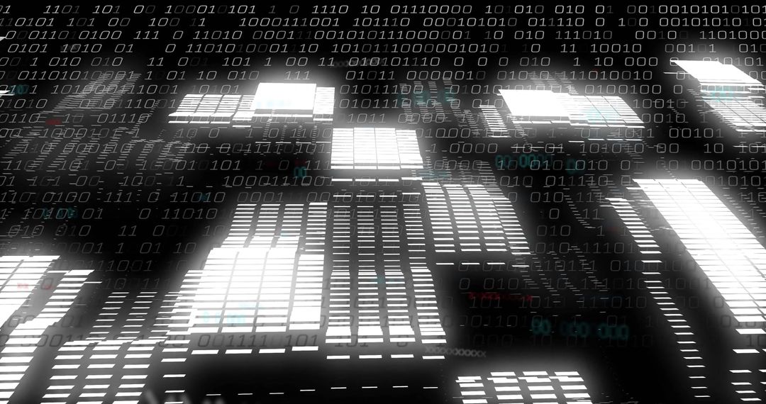 Futuristic 3D Digital Grid with Binary Code