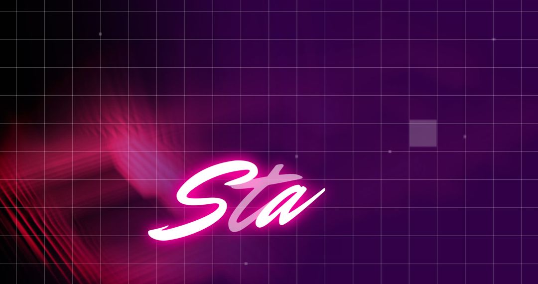 Futuristic Neon Start Sign with Digital Grid Background