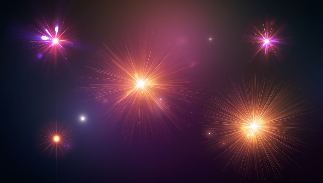 Vibrant Abstract Cosmic Light Flares in Starry Background