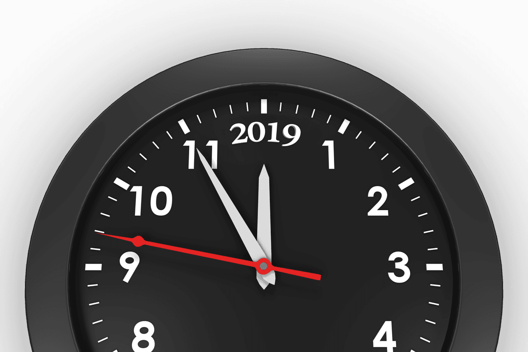 Transparent Clock with 2019 Marking Time Illustration
