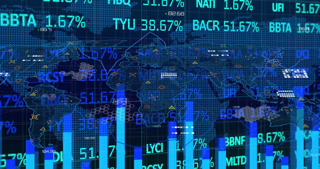 Global Financial Data Visualization on Abstract World Map