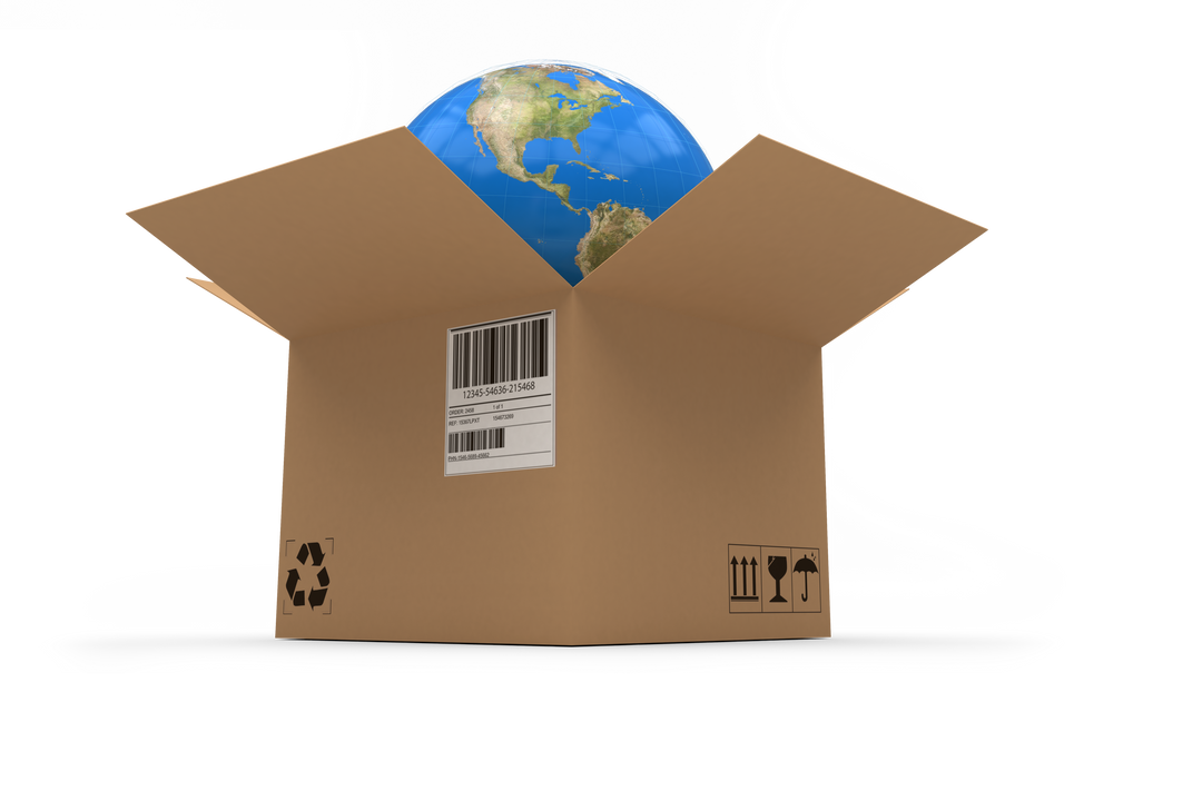 Transparent Globe Emerging from Recycled Cardboard Box - Download Free Stock Images Pikwizard.com