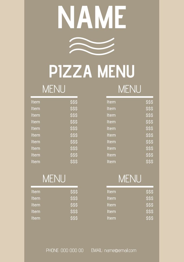 Modern Minimalist Pizza Menu Template in Beige - Download Free Stock Templates Pikwizard.com