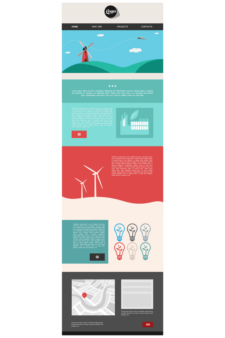 Innovative web interface design with clear conceptual elements