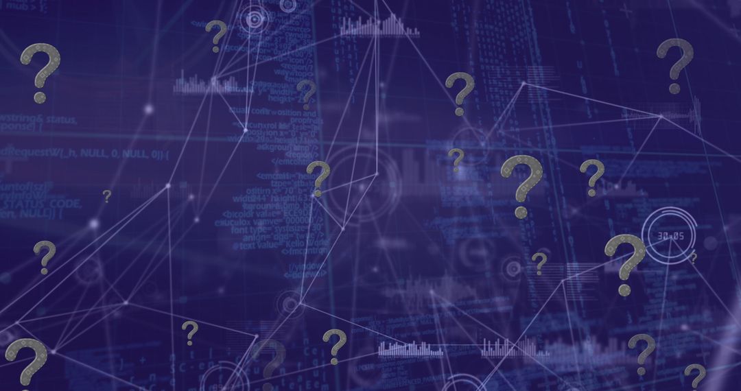 Navigating digital networks with overlaid question marks