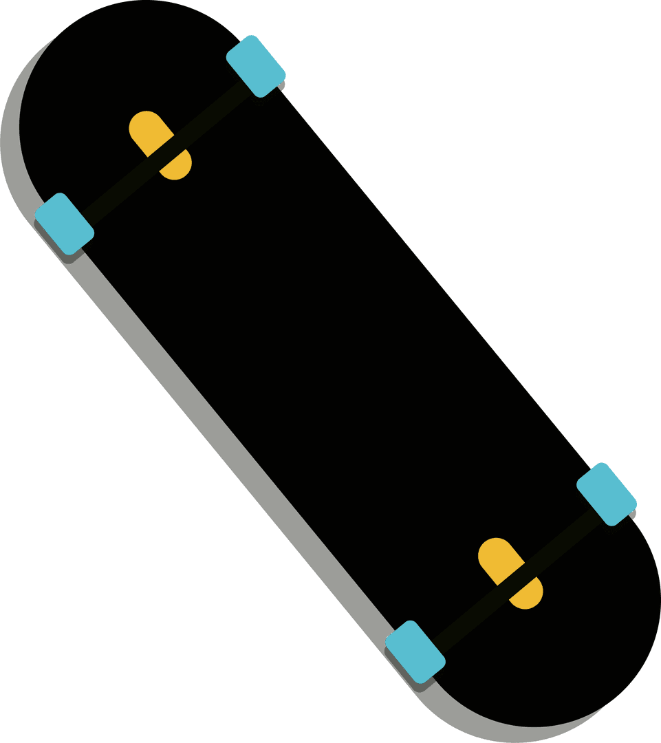 Transparent View Skateboard Deck Vector Art with Teal and Yellow Details