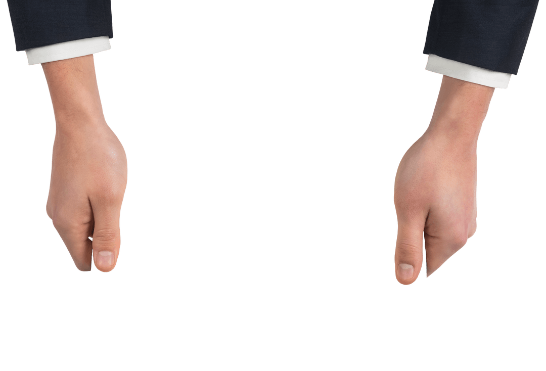 Hands Holding Invisible Card on Transparent Background