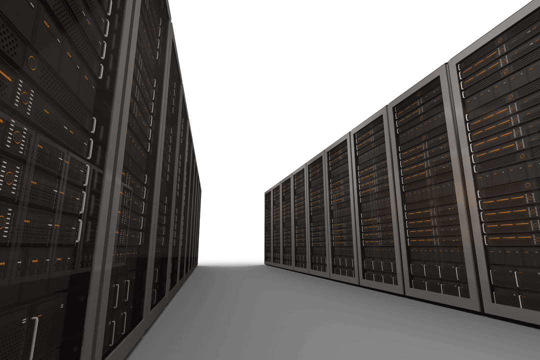 Transparent High-Tech Server Room Digital Illustration