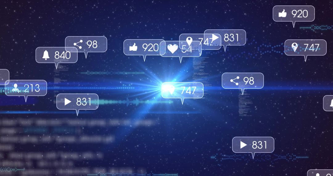 Digital Social Media Growth Abstract with Interactions