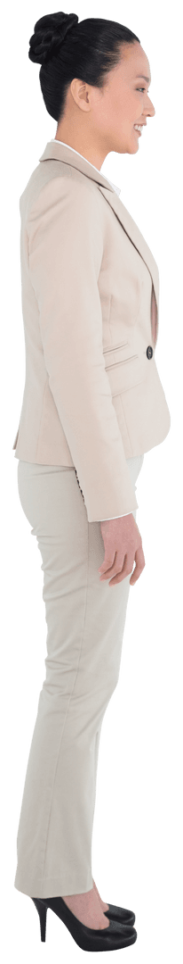 Side Profile of Smiling Businesswoman on Transparent Background