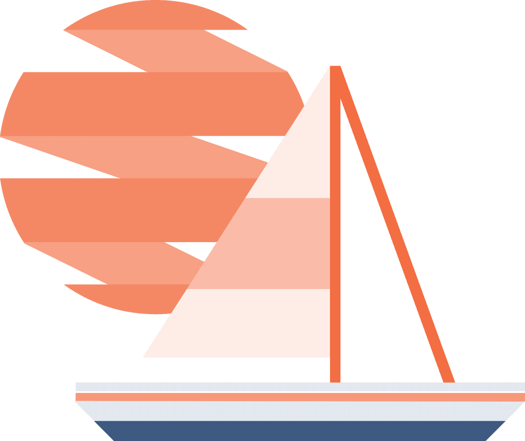 Stylized Transparent Sailboat and Sunset Illustration