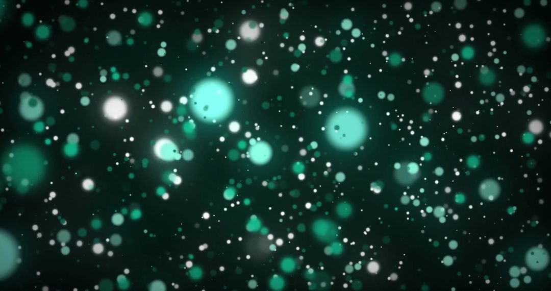 Abstract Green and White Light Spots on Dark Background