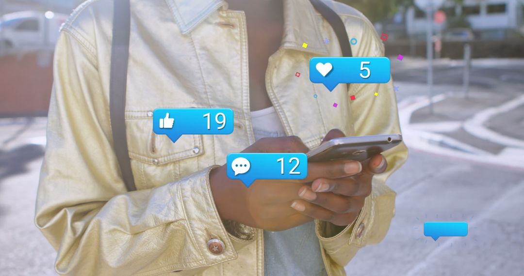 Social Media Notifications Pop Up Around Smartphone User