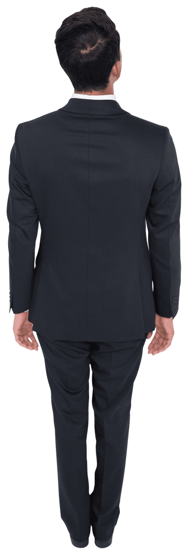Transparent Rear View of Biracial Businessman in Formal Attire