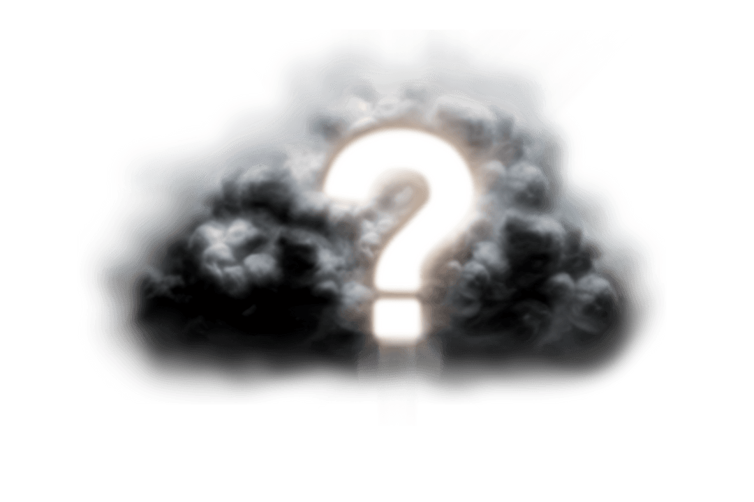 Question Mark in Dark Cloud on Transparent Background