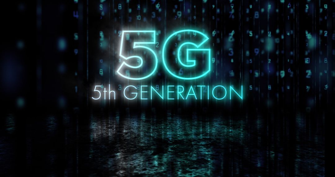 Digital 5G 5th Generation Concept Background in Dark Space