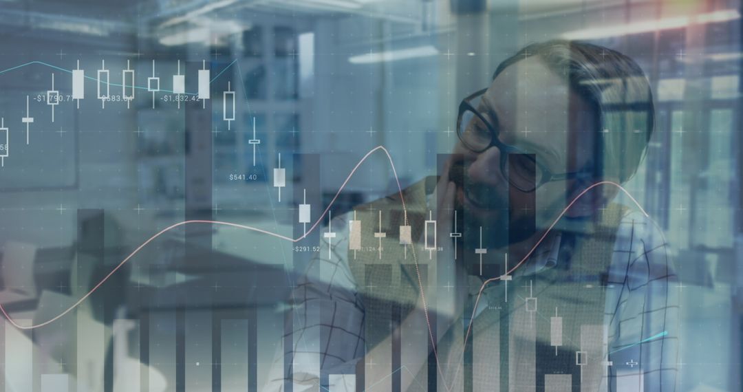 Caucasian Businessman Engaging in Financial Data Analysis