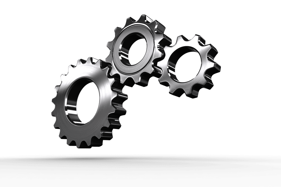 Transparent Metal Cogs and Wheels Interlocking Mechanism