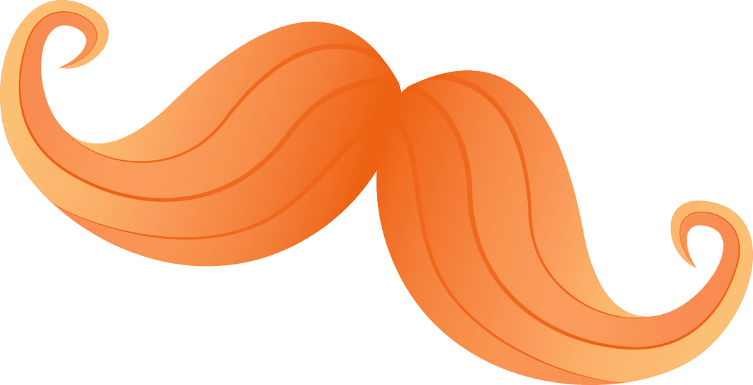 Bright Orange Mustache Icon on Transparent Background