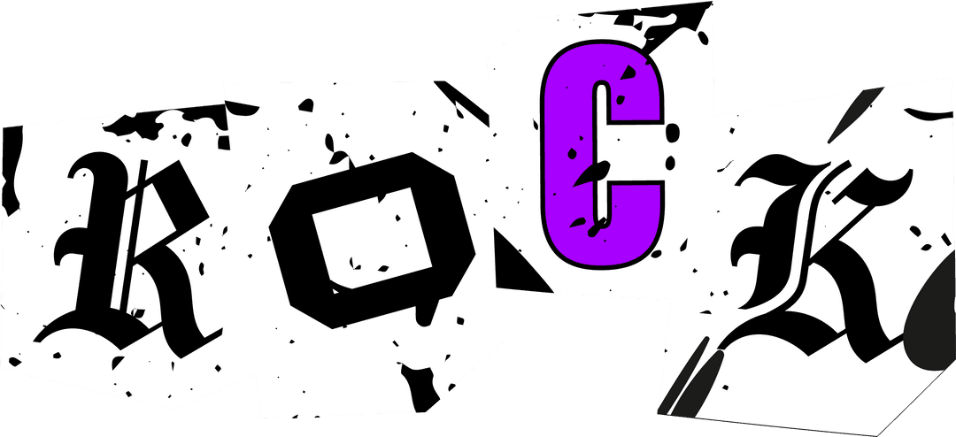 Artistic Rock Text Design with Gothic Letters on Transparent