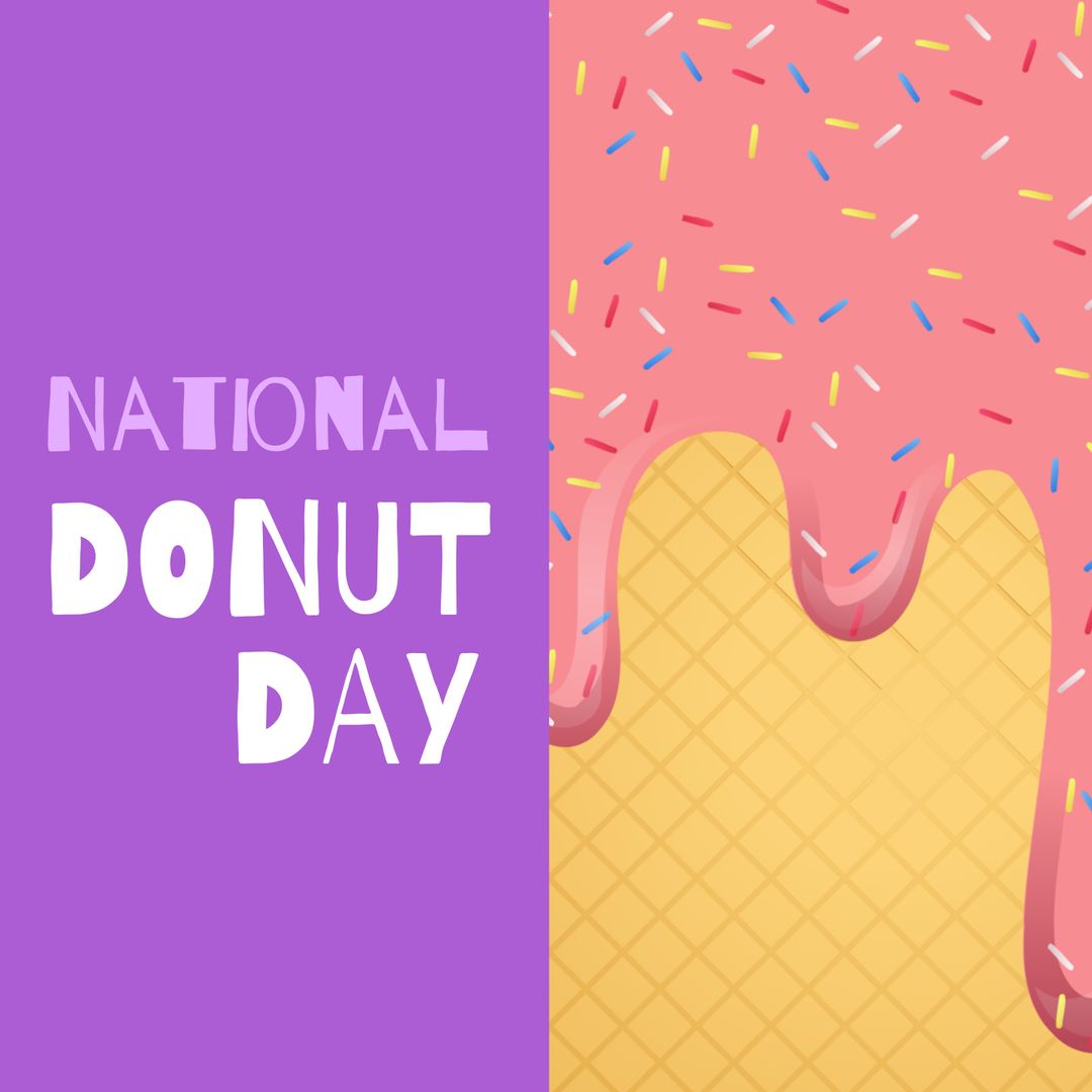 National Donut Day Celebration with Ice Cream Design and Sprinkles