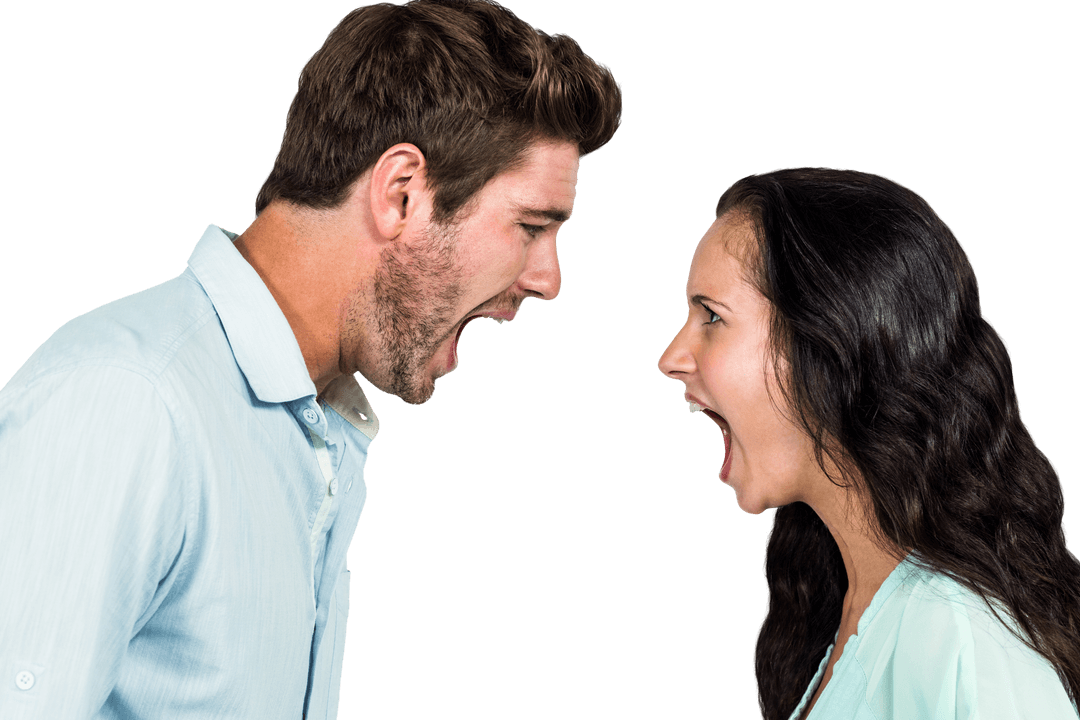 Transparent View of Angry Couple Arguing Face to Face
