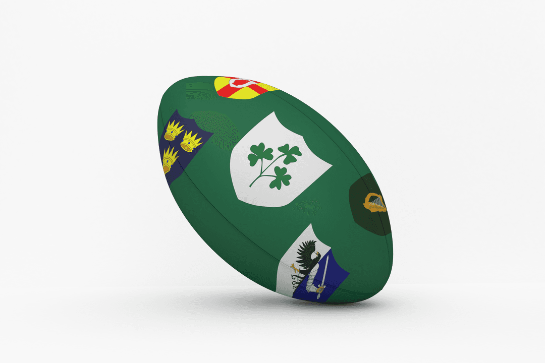 Transparent Rugby Ball with Irish and Provincial Coat of Arms