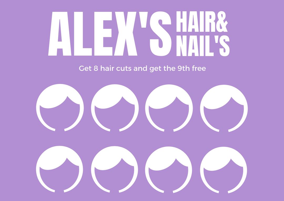 Hair Salon Loyalty Card with Purple Background - Download Free Stock Templates Pikwizard.com