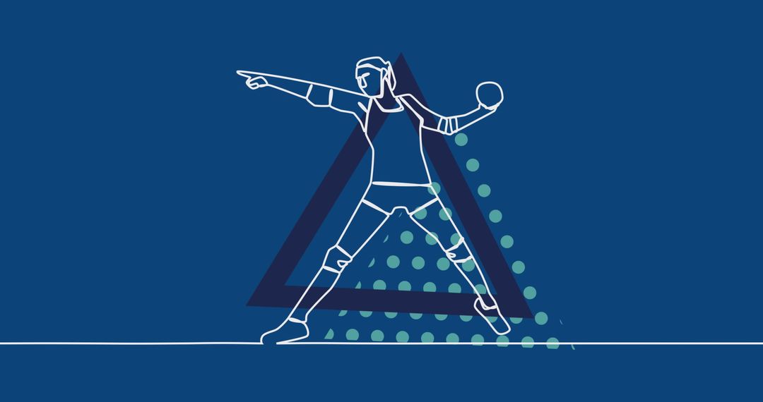 Abstract Illustration of Female Handball Player with Ball