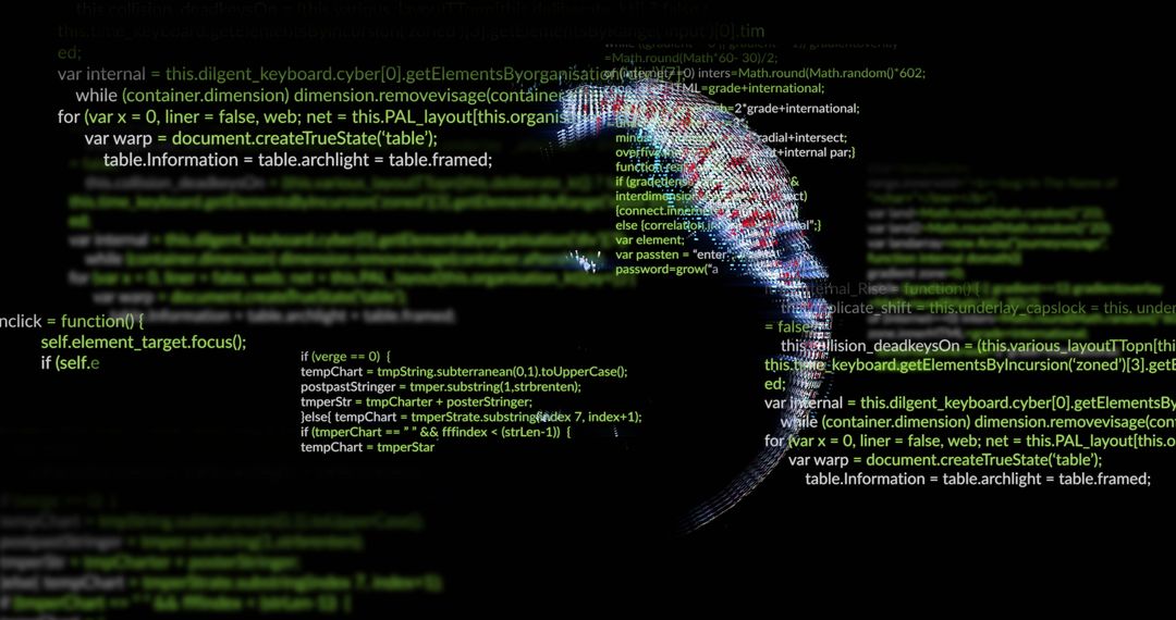 Mixed Media JavaScript Code with 3D Wireframe Digital Illustration