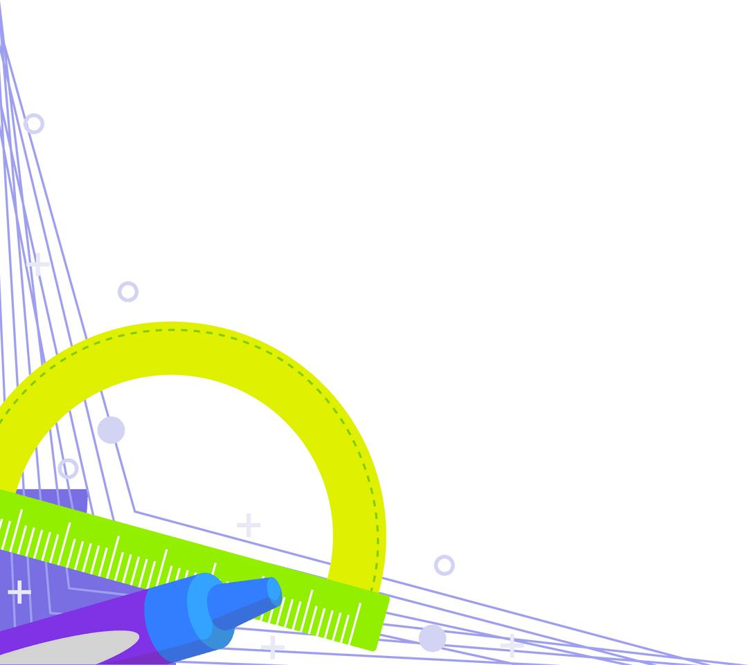 Transparent Drafting Tools Overlapping Modern Geometric Symbols