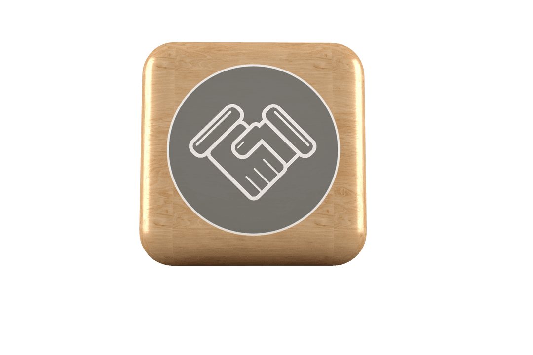 Transparent Icon of Handshake on Wooden Cube Background Vector