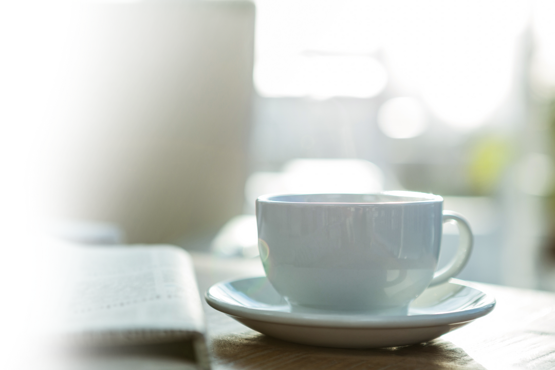 Morning Transparent Coffee Cup with Saucer and Newspaper - Download Free Stock Images Pikwizard.com