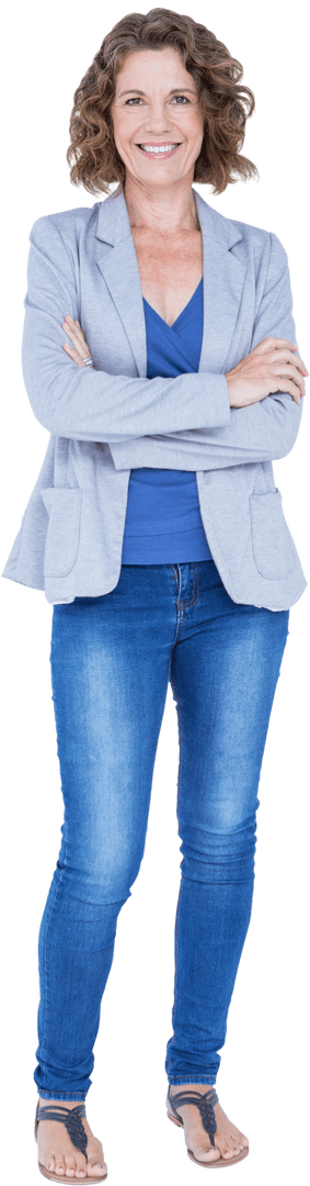 Confident Business Professional in Casual Attire on Transparent Background