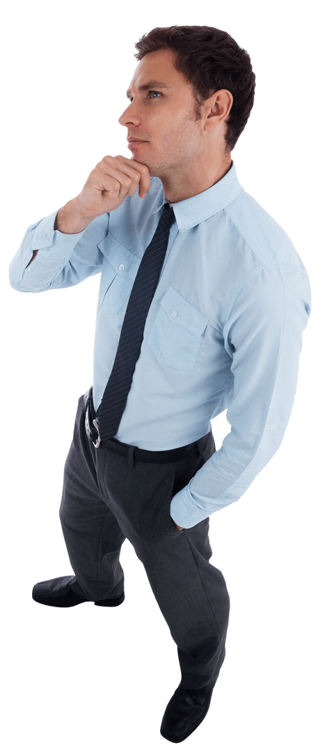 Transparent Thoughtful Businessman Pondering Decision