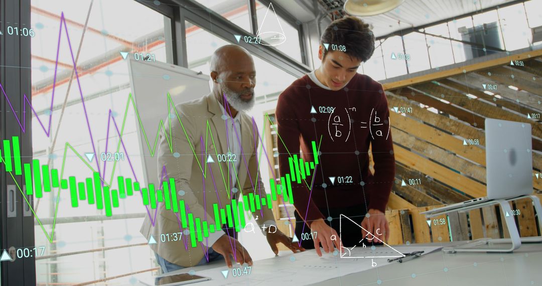 Business Team Collaborating on Data Analysis with Graphs Overlay - Free Images, Stock Photos and Pictures on Pikwizard.com