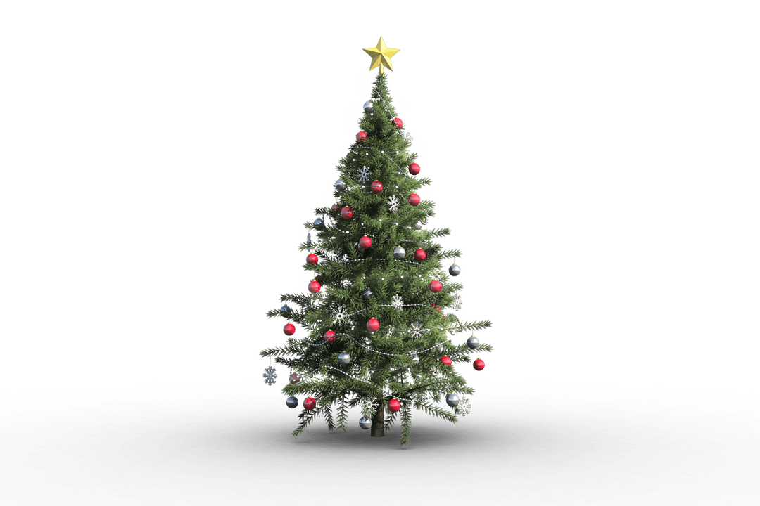 Transparent Christmas Tree with Ornaments and Star