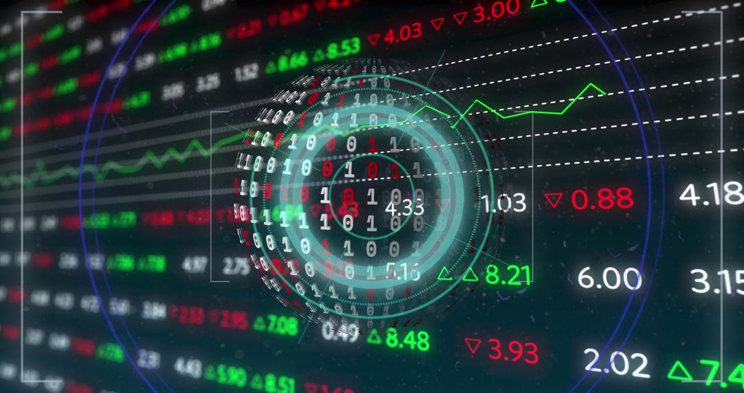 Futuristic Digital Data Processing Interface on Black Background