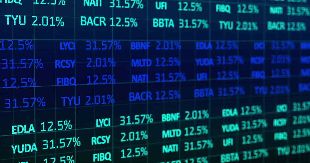 Digital Data Display with Financial Metrics and Tickers