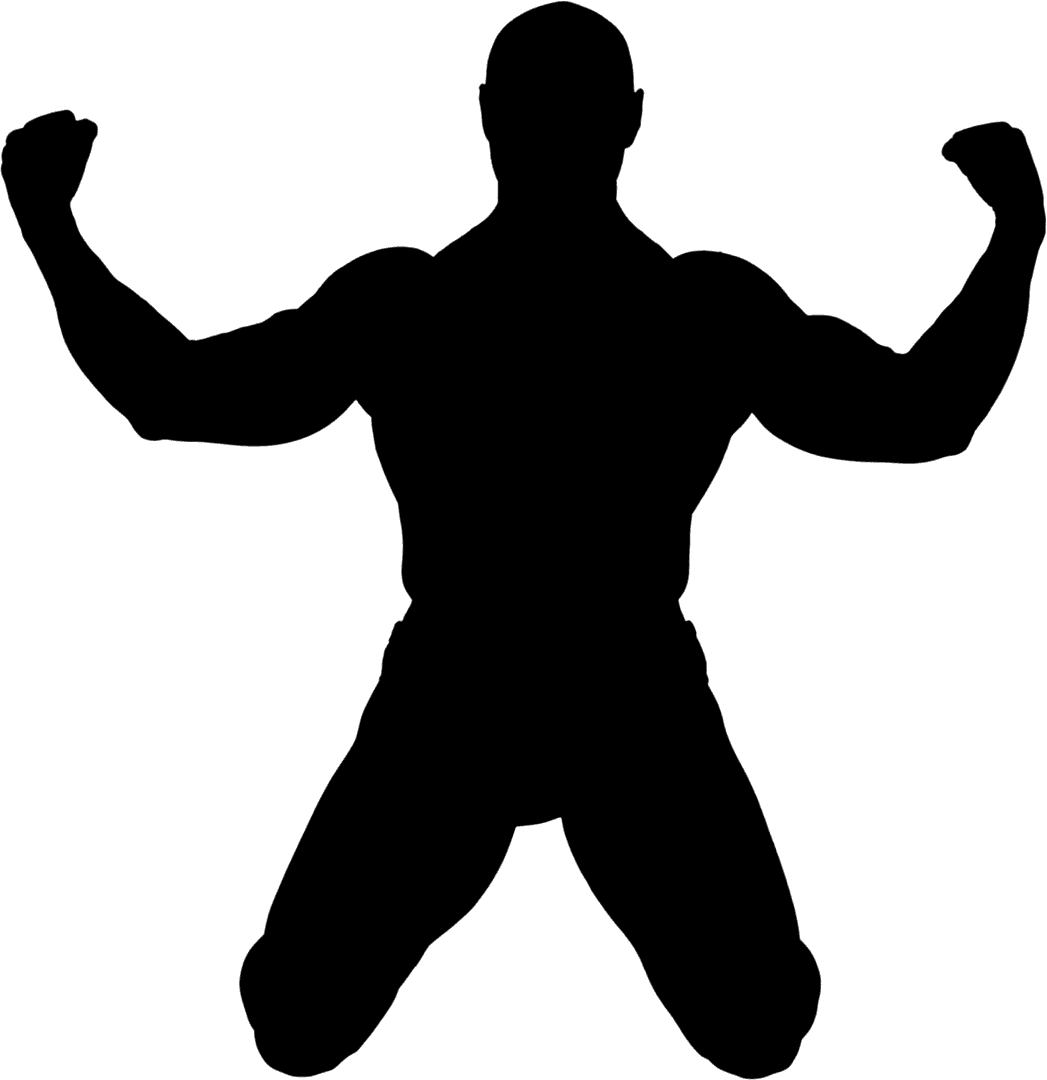 Transparent Silhouette of Man Flexing Muscles Fitness Icon