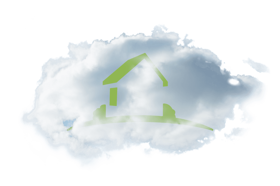 Transparent Cloud Illustration with Green House Symbol