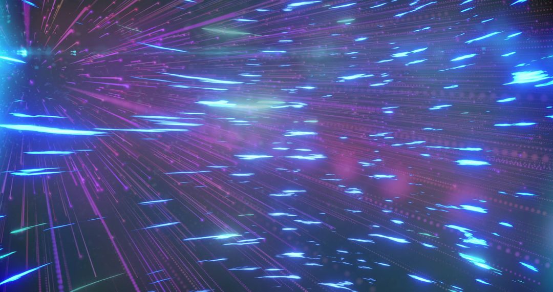 Converging Neon Streams in Digital Space Tunnel