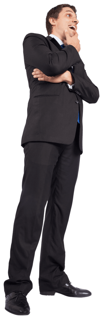 Surprised Businessman in Formal Suit on Transparent Background