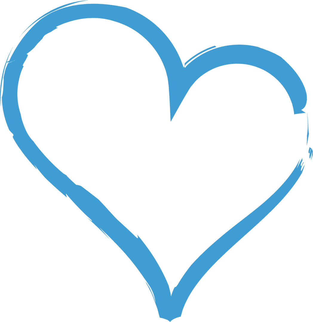 Blue Heart Outline on Transparent Background