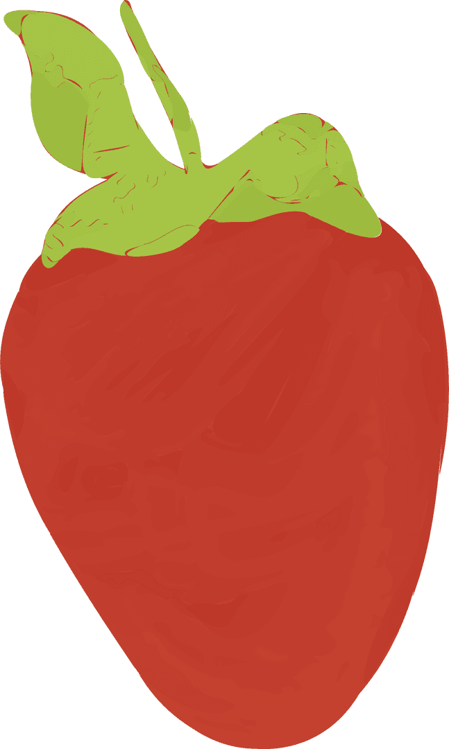 Vibrant Strawberry with Green Leaves on Transparent Background