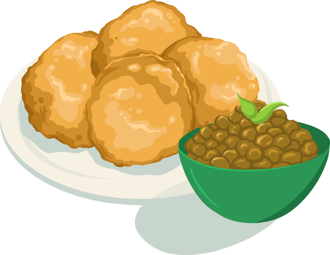 Transparent Golden Fritters with Legumes in Vibrant Flat Design