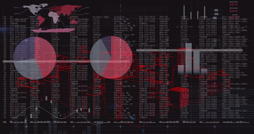 Futuristic Financial Data and Digital Cityscape Visualization