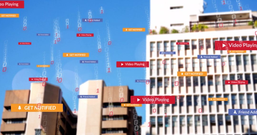 Digital Social Media Notifications in Urban Skyline